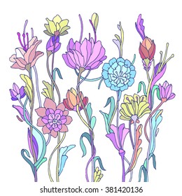 Floral background with Peony. Colorful flower pattern Vector illustration.
