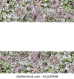 Floral background. Pink and green. Vector illustration.