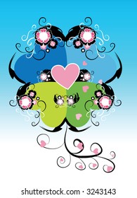 floral background pink heart