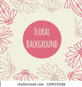 floral background pink pattern autumn flower doodle sketch template collection vector illustration botanical hand drawn
