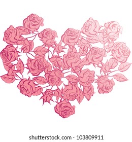 Floral background with pink roses. Vector illustration.