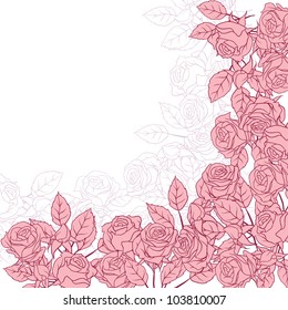 Floral background with pink roses. Vector illustration.