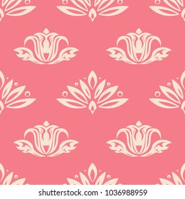 Floral background with pink seamless pattern. Design for wallpapers and textile