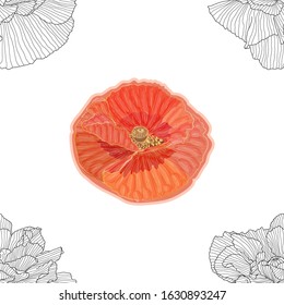 Floral background with poppies. seamless pattern. Flourish seamless textured wallpaper for greeting card.