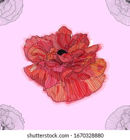 Floral background with poppies. seamless pattern. Flourish seamless textured wallpaper for greeting card.