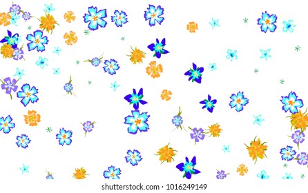 Floral Background for Postcard, Wedding Invitation, Greeting Card, Book Cover. Horizontal Rectangular Background in Retro Style with Small Flowers