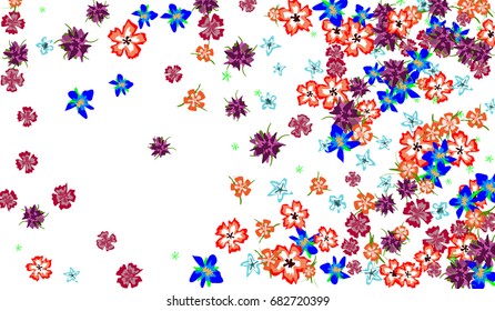 Floral Background for Postcard, Wedding Invitation, Greeting Card, Book Cover. Horizontal Rectangular Background in Retro Style with Small Flowers