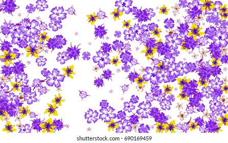 Floral Background for Postcard, Wedding Invitation, Greeting Card, Book Cover. Horizontal Rectangular Background in Retro Style with Small Flowers