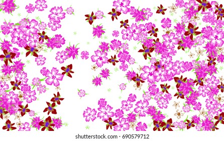 Floral Background for Postcard, Wedding Invitation, Greeting Card, Book Cover. Horizontal Rectangular Background in Retro Style with Small Flowers