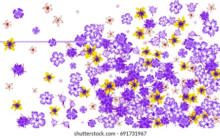 Floral Background for Postcard, Wedding Invitation, Greeting Card, Book Cover. Horizontal Rectangular Background in Retro Style with Small Flowers