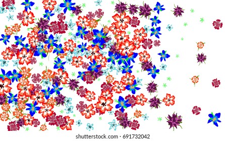 Floral Background for Postcard, Wedding Invitation, Greeting Card, Book Cover. Horizontal Rectangular Background in Retro Style with Small Flowers