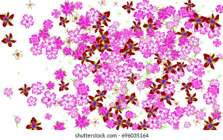 Floral Background for Postcard, Wedding Invitation, Greeting Card, Book Cover. Horizontal Rectangular Background in Retro Style with Small Flowers
