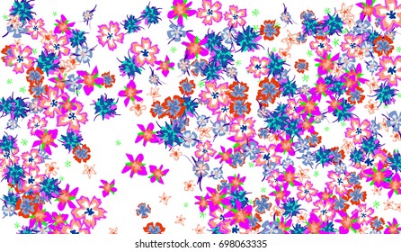 Floral Background for Postcard, Wedding Invitation, Greeting Card, Book Cover. Horizontal Rectangular Background in Retro Style with Small Flowers