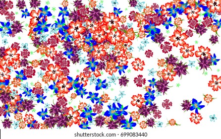 Floral Background for Postcard, Wedding Invitation, Greeting Card, Book Cover. Horizontal Rectangular Background in Retro Style with Small Flowers