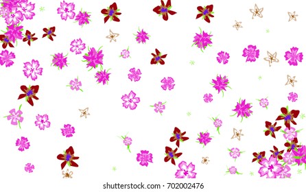 Floral Background for Postcard, Wedding Invitation, Greeting Card, Book Cover. Horizontal Rectangular Background in Retro Style with Small Flowers