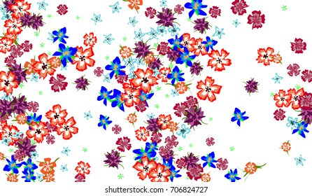 Floral Background for Postcard, Wedding Invitation, Greeting Card, Book Cover. Horizontal Rectangular Background in Retro Style with Small Flowers