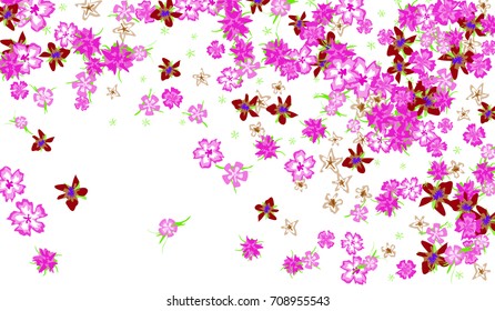 Floral Background for Postcard, Wedding Invitation, Greeting Card, Book Cover. Horizontal Rectangular Background in Retro Style with Small Flowers