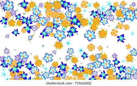 Floral Background for Postcard, Wedding Invitation, Greeting Card, Book Cover. Horizontal Rectangular Background in Retro Style with Small Flowers