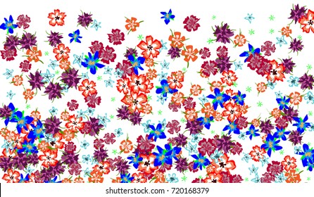 Floral Background for Postcard, Wedding Invitation, Greeting Card, Book Cover. Horizontal Rectangular Background in Retro Style with Small Flowers