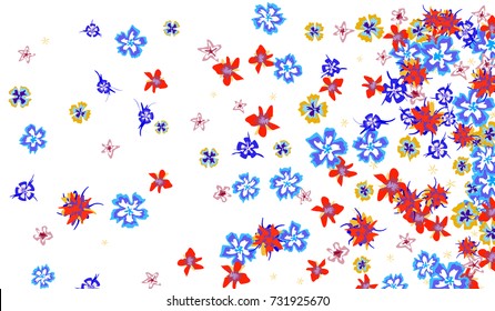 Floral Background for Postcard, Wedding Invitation, Greeting Card, Book Cover. Horizontal Rectangular Background in Retro Style with Small Flowers