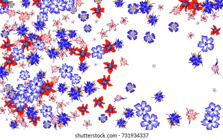 Floral Background for Postcard, Wedding Invitation, Greeting Card, Book Cover. Horizontal Rectangular Background in Retro Style with Small Flowers