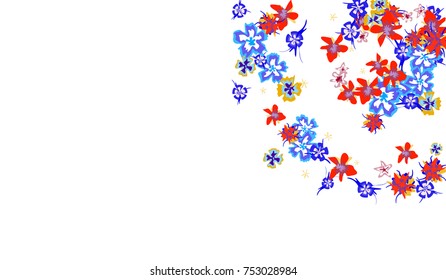 Floral Background for Postcard, Wedding Invitation, Greeting Card, Book Cover. Horizontal Rectangular Background in Retro Style with Small Flowers