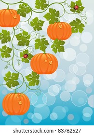 Floral background with a pumpkin. Vector illustration.