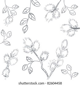 Floral background with pussy willow