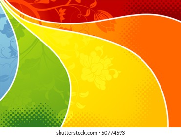 Floral background with rainbow color, element for design, vector illustration