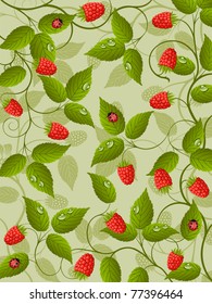 Floral background with raspberry. Vector illustration.