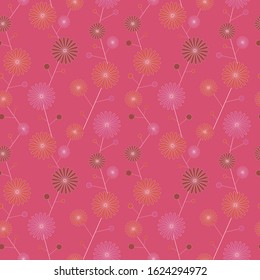 Floral background. Red big and small flowers. Vector illustration.
