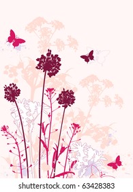 floral background with red flowers