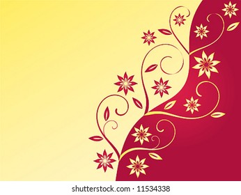 Floral background: red and gold