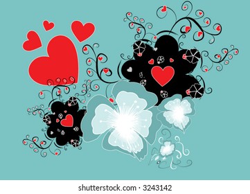 floral background red heart