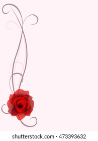 Floral background with red rose, design element.