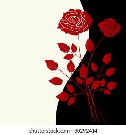 floral background, red rose with space for a text