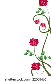 floral background with red roses - vector version