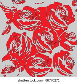  Floral background with red roses.Vector illustration