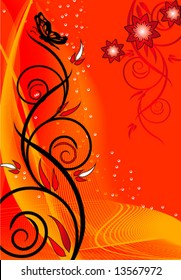 Floral background Red VECTOR (See Jpeg Also In My Portfolio)