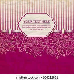 Floral Background with ribbon. Vector greeting card template