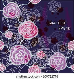 Floral background with rose - vector