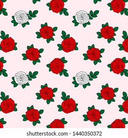 Floral background. Roses with leaves on a pink background.