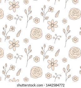 Floral background. Roses with leaves on a white background.
