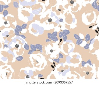 Floral background with roses . Seamless vector pattern for fabric printing and decoration