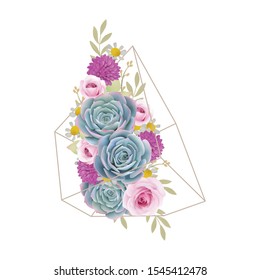floral background with floral roses and succulent
