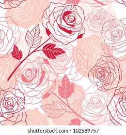 Floral background with roses. Vector seamless pattern.