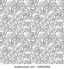 Floral background with roses. Vector seamless pattern.