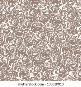 Floral background with roses. Vector seamless pattern.