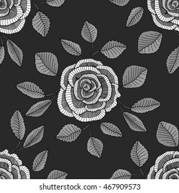 Floral background with roses. Vector seamless pattern.