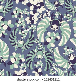 Floral background seamless continuous floral pattern with beetle. Floral background with flower and beetle in vector .